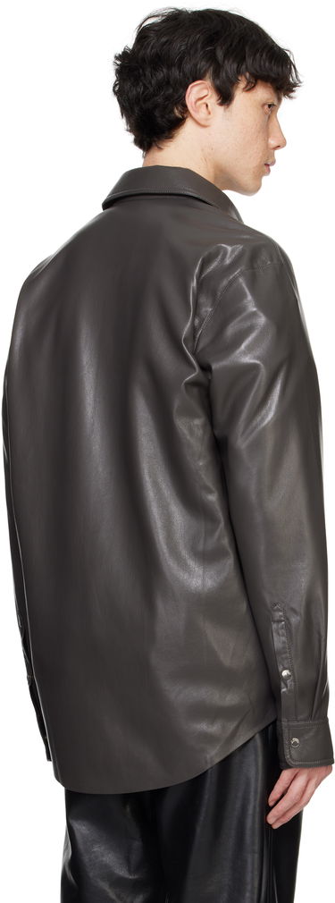 Paita Nanushka Nanushka Olavi Vegan Leather Button-Up Shirt Harmaa | NM24FWSH04569, 2