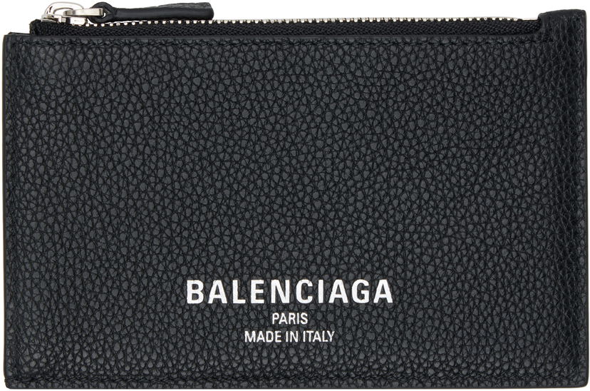 Lompakko Balenciaga Grained Leather Card Holder Musta | 806639 2ABDD