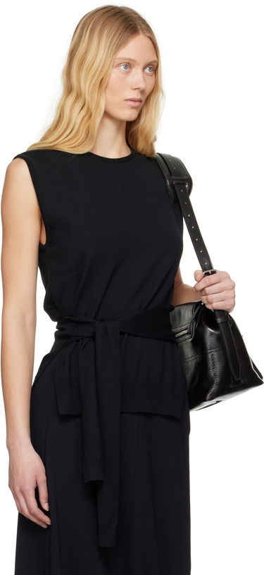 Villapaita LEMAIRE Lemaire Trompe L'oeil Sleeveless Tie-Waist Sweater Musta | TO1323 LK087, 1