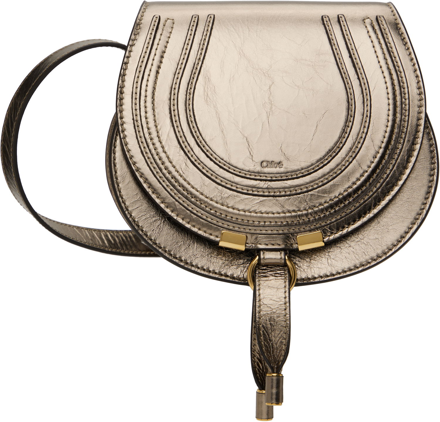 Olkalaukku CHLOÉ Small Metallic Leather Saddle Bag Metallinen | CHC25SS680O54, 0