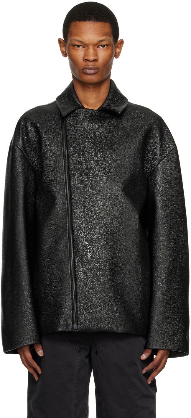 Takki 032C Diamond Leather Jacket Musta | SS23-L-4010