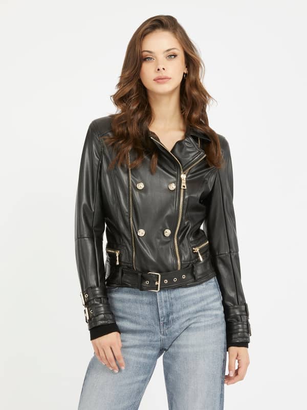 Takki GUESS Faux Leather Biker Musta | W3BL93K8S30, 0