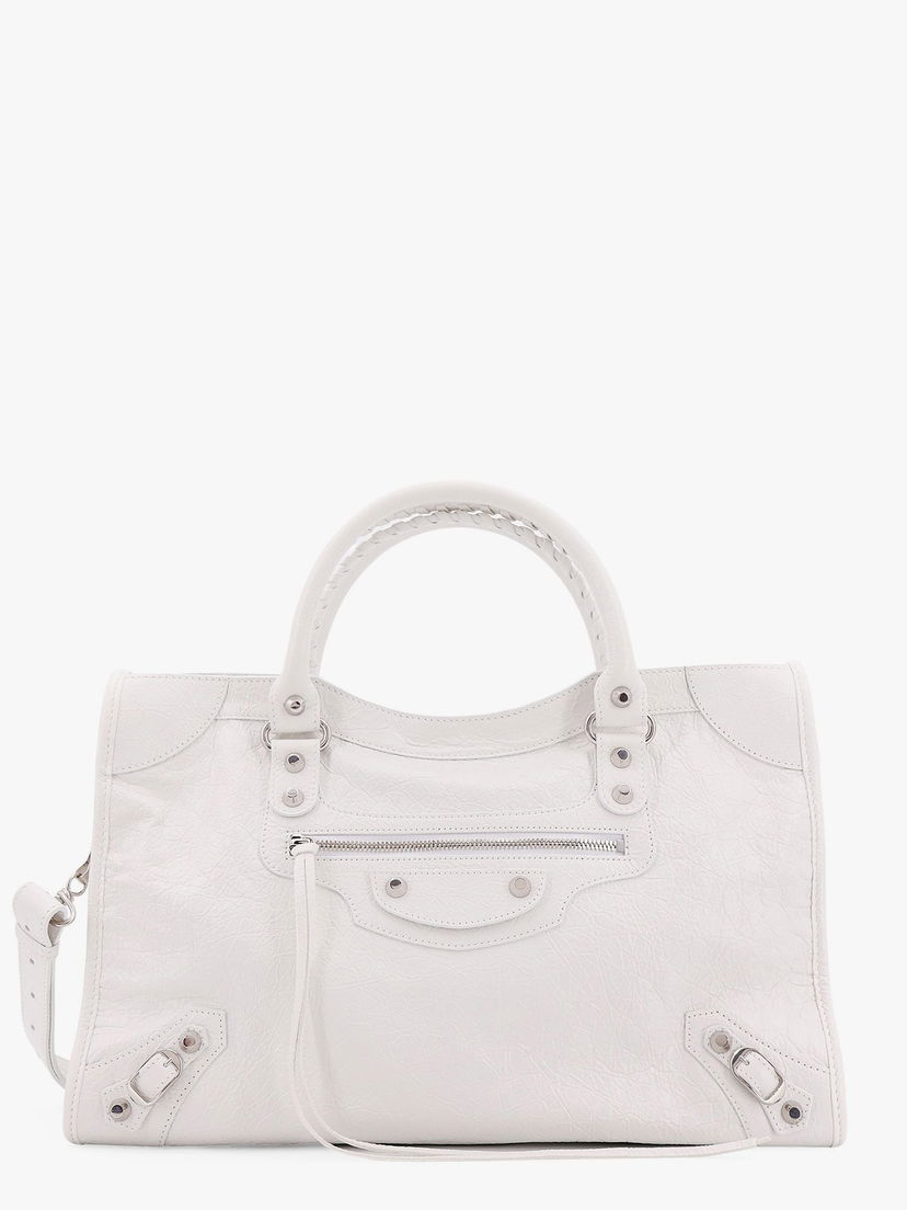 Käsilaukku Balenciaga White Leather City Media Bag Valkoinen | 8230582AA9S9104
