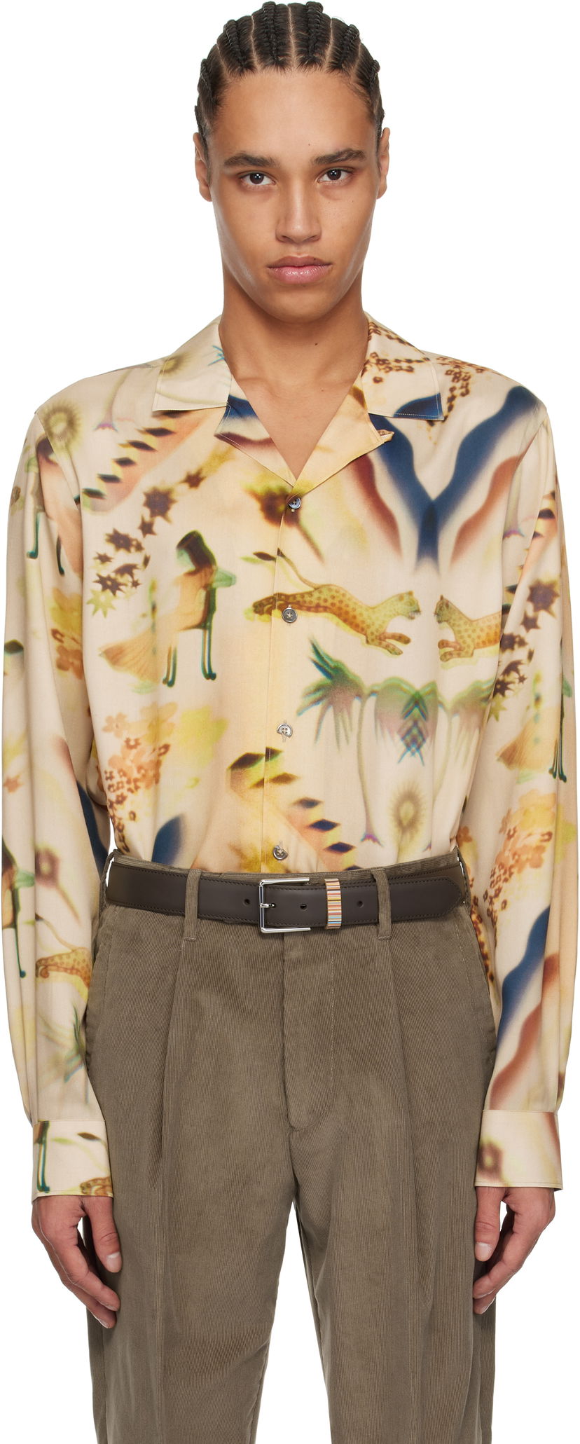 Paita Paul Smith Paul Smith Lumiere Print Shirt Beige | M1R-387Z-P02576-60