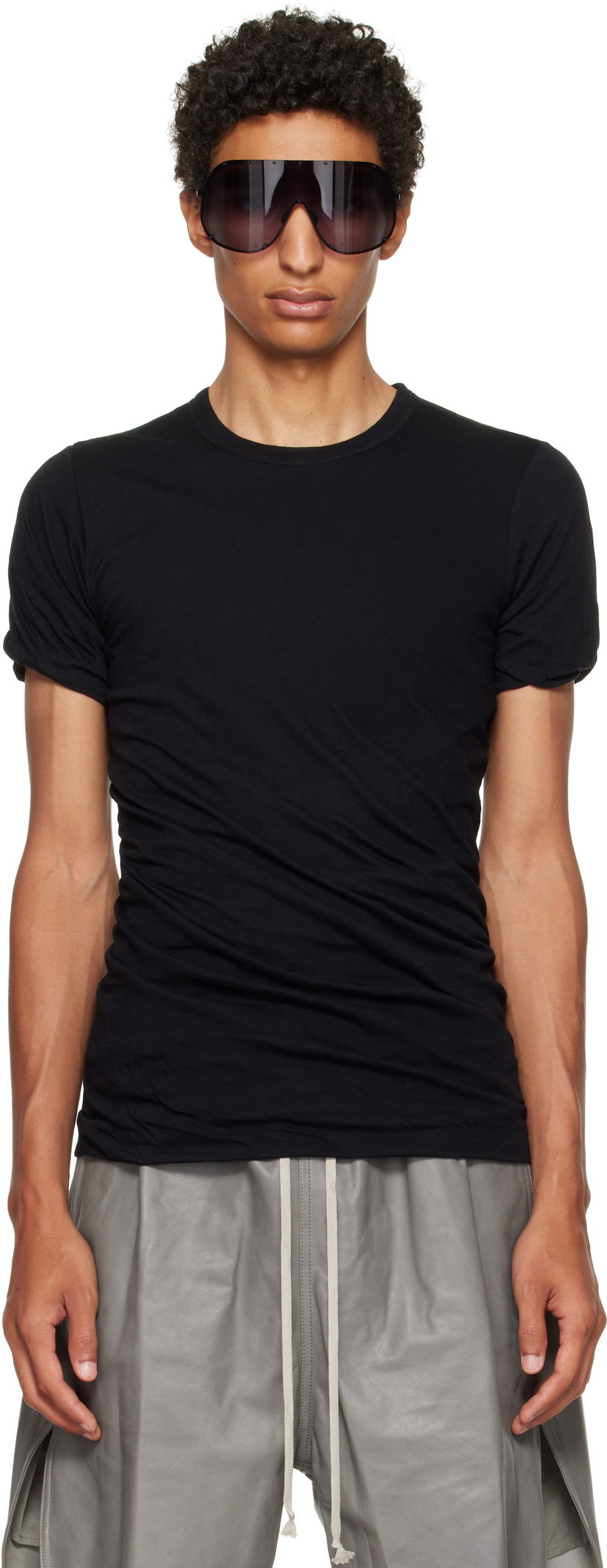 T-paita Rick Owens Rick Owens Concordians Double T-Shirt Musta | RU02E1256 UCDB