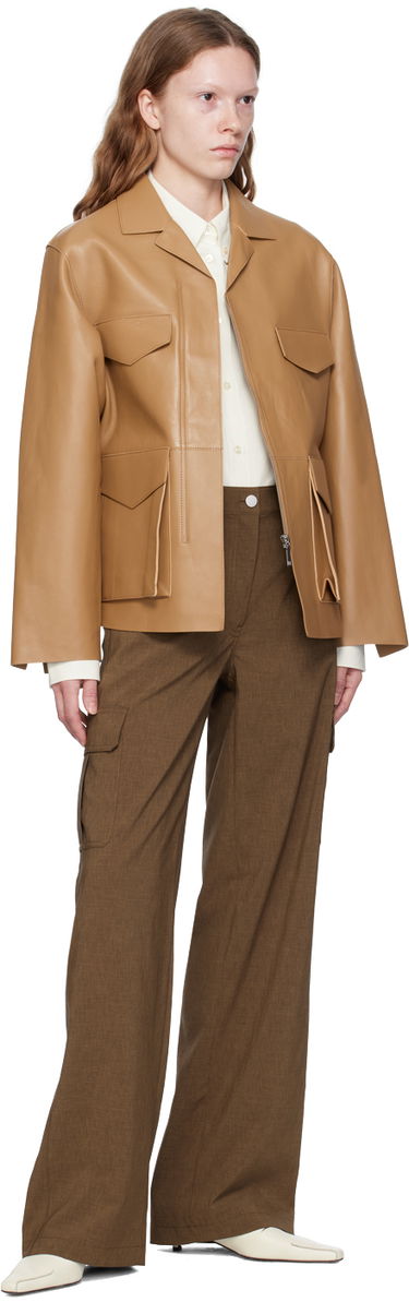 Takki TOTEME Army Leather Jacket Beige | 233-108-737, 3