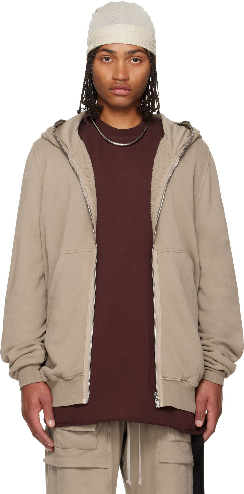 Huppari Rick Owens DRKSHDW Concordians Jumbo Hoodie Beige | DU02E7283 FSL