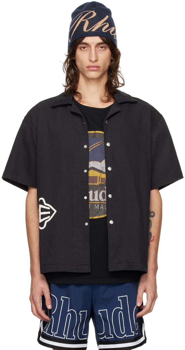 Paita Rhude Black Cross Logo Shirt Musta | RHPF24SR03320