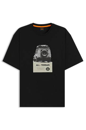T-paita BOSS Relaxed-Fit Cotton Jersey T-Shirt with All-Terrain Graphic Musta | 50546958