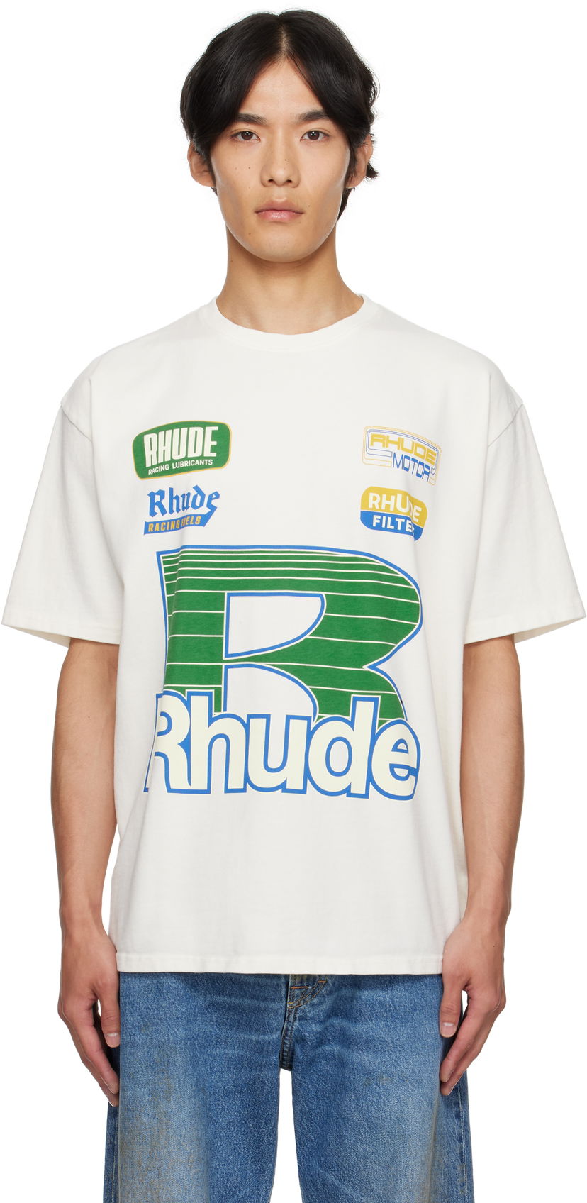 T-paita Rhude Rhude Roadway Racing T-Shirt Valkoinen | RHPF25TT11012
