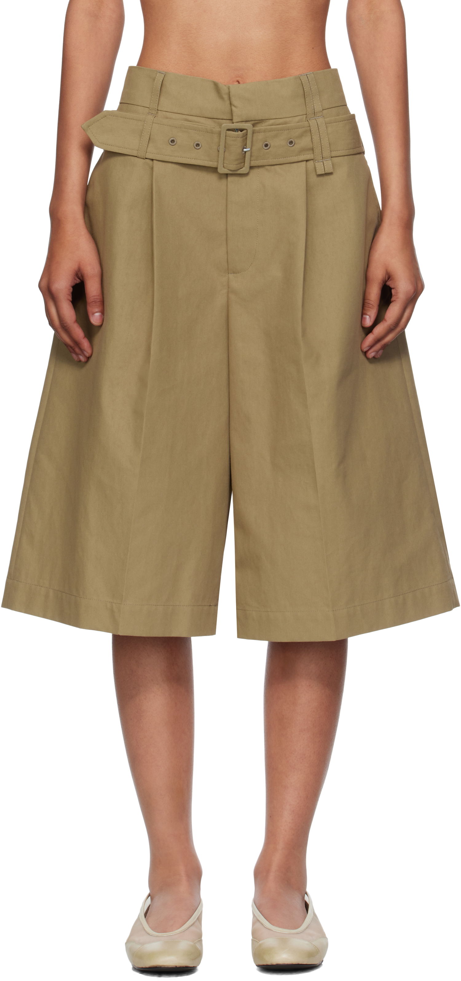 Shortsit Simone Rocha Simone Rocha Wide Leg Multi Belt Loop Shorts Beige | 4160 1267, 0