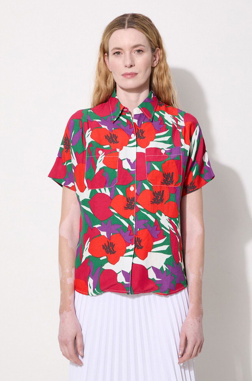 Paita A.P.C. Regular-Fit Floral-Print Linen-Blend Shirt Punainen | VIAJQ.F12504