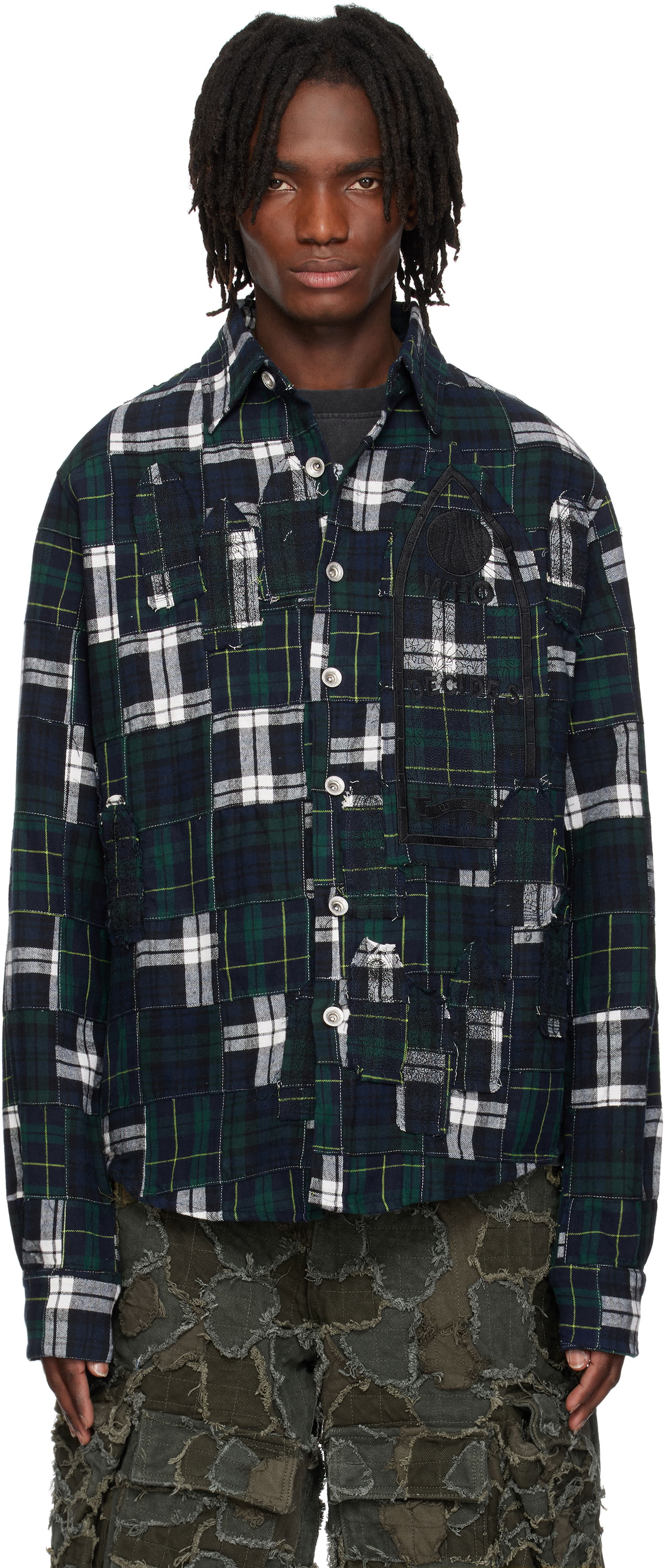 Paita Who Decides War Who Decides War Patched Arch Flannel Shirt Tummansininen | 1110450030SS25, 0