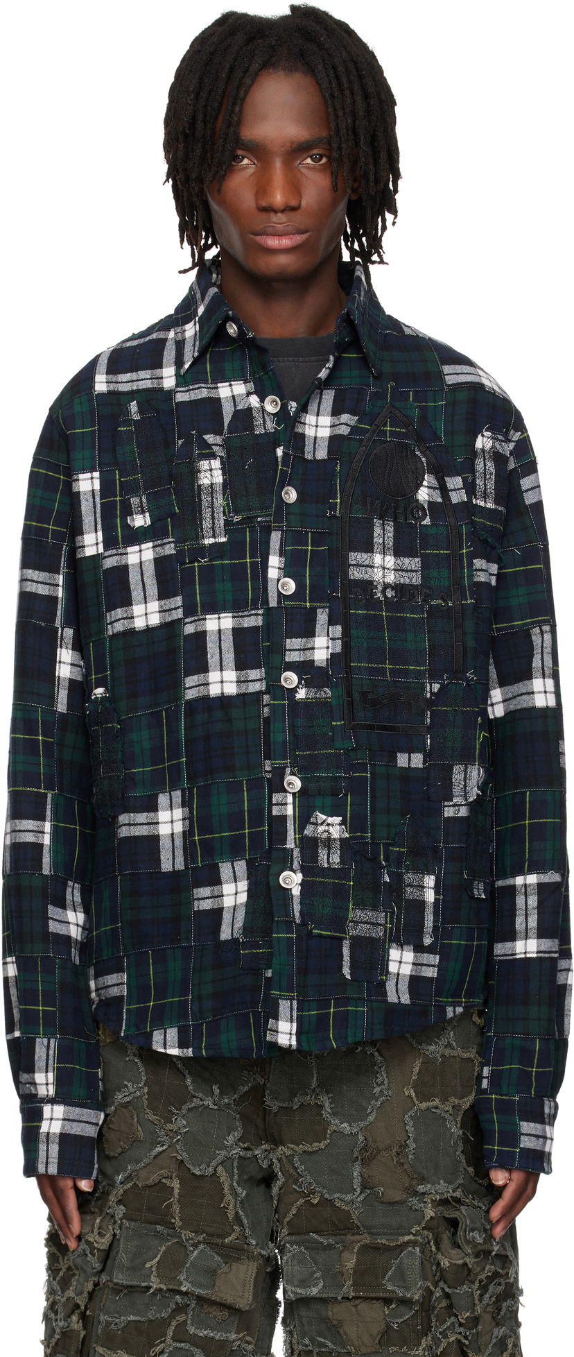 Paita Who Decides War Who Decides War Patched Arch Flannel Shirt Tummansininen | 1110450030SS25