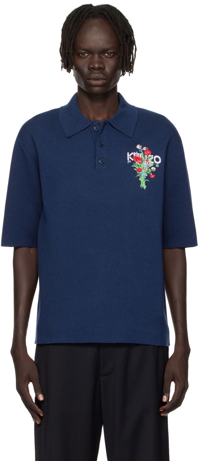 Poolopaita KENZO Kenzo 'KENZO Archive Bouquet' Embroidered Polo Shirt Tummansininen | FF65PO7633BG