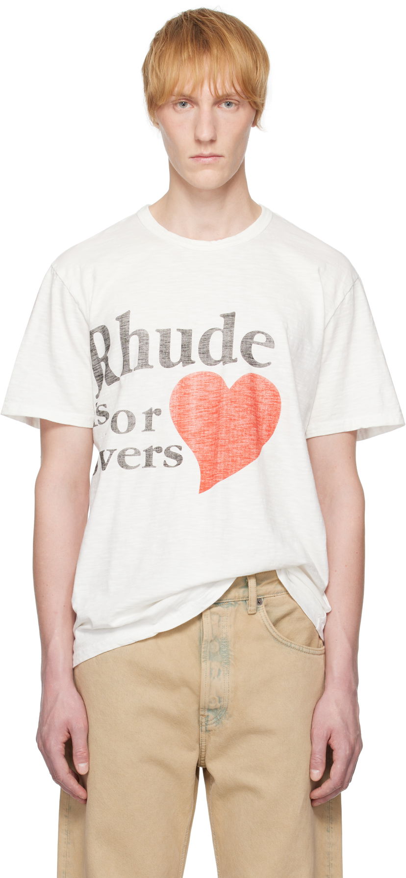 T-paita Rhude Rhude Slub 'Lovers' T-Shirt Valkoinen | RHSS25TT24012