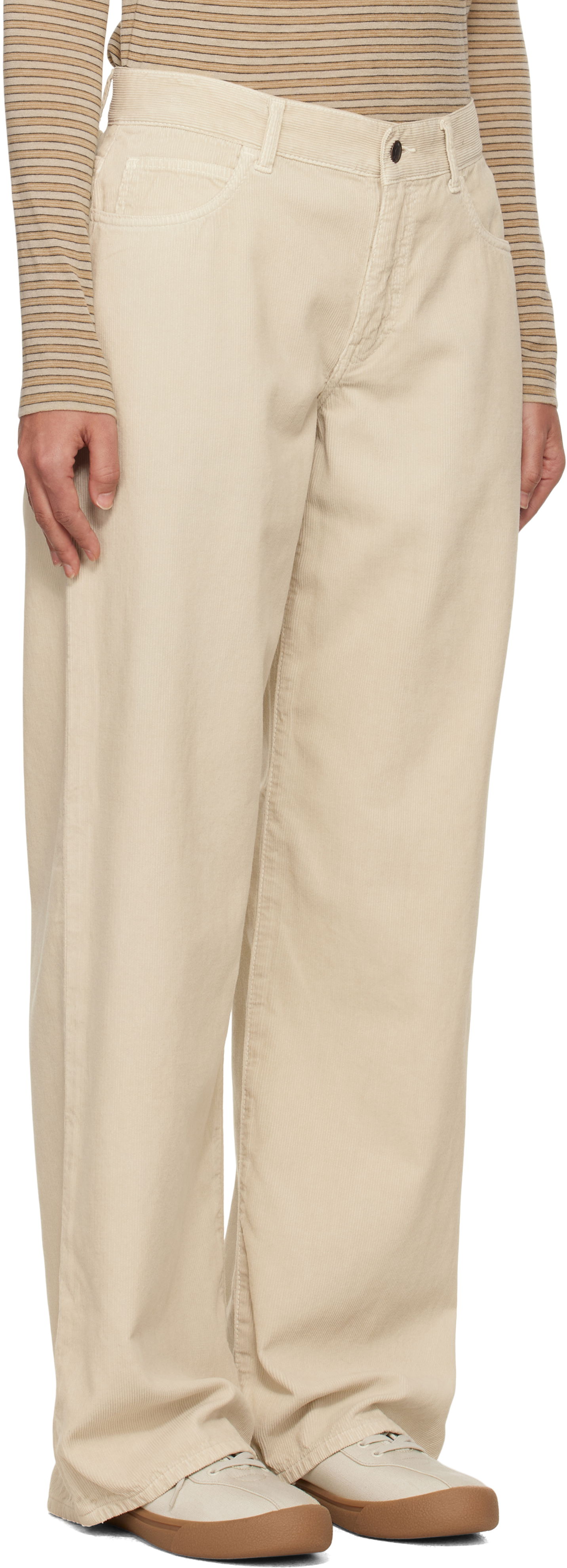 Housut The Row The Row Eglitta Wide-Leg Corduroy Trousers Beige | 6525-W3724, 1