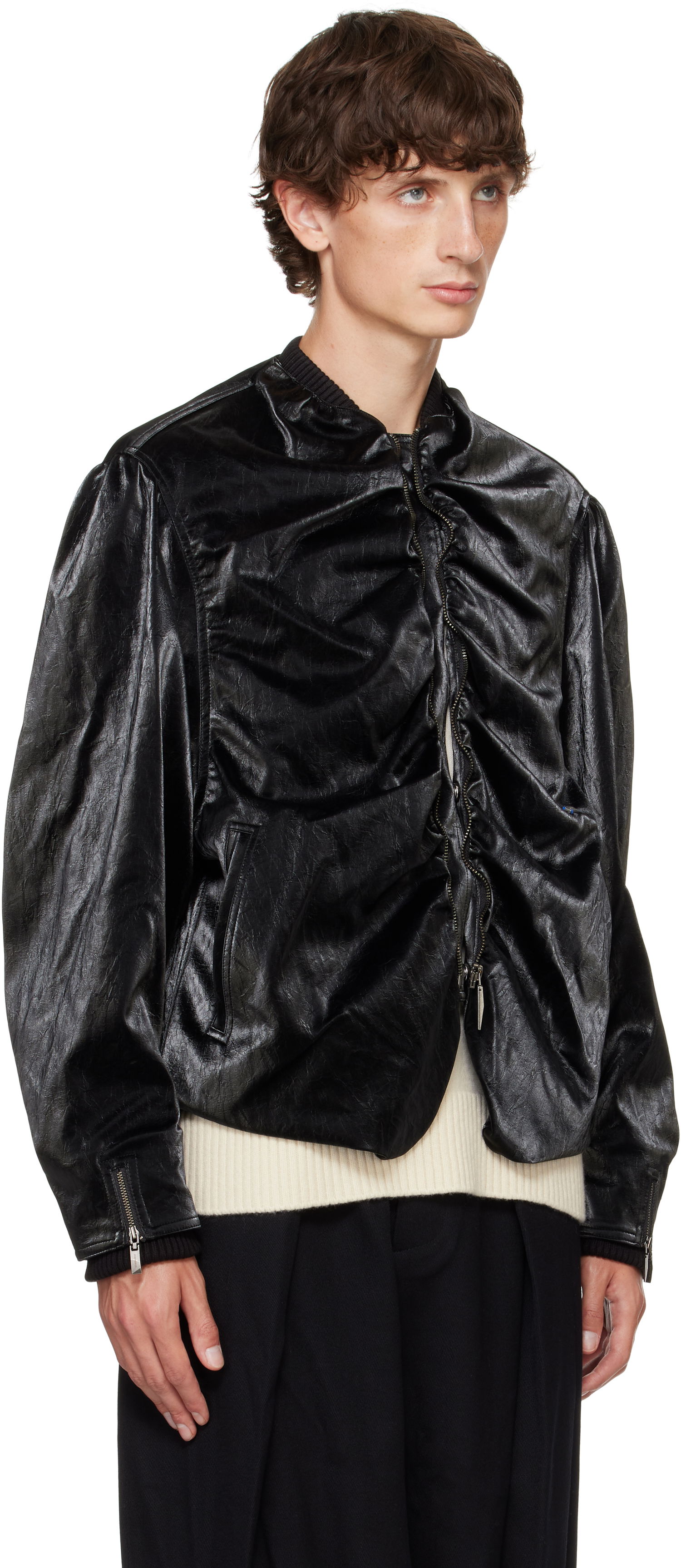 Bomber-takki ADER ERROR Faux-Leather Jacket Musta | BN01FWJK0701BK, 1