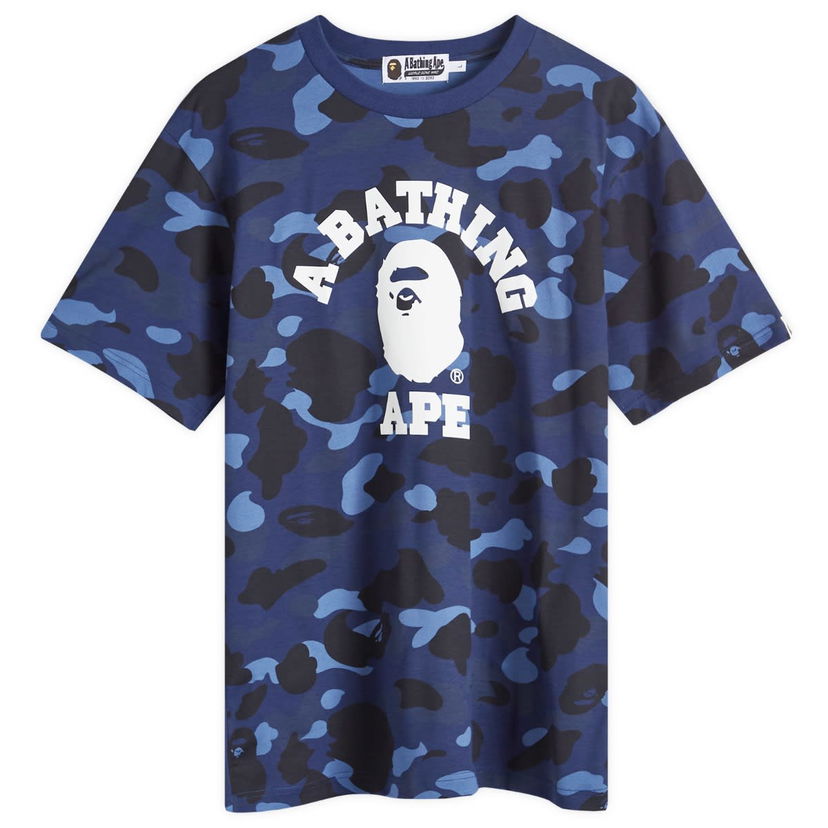 T-paita BAPE A Bathing Ape Men's Colour Camo College T-Shirt in Navy, Size Large | END. Clothing Tummansininen | 001CSK301002M-NVY