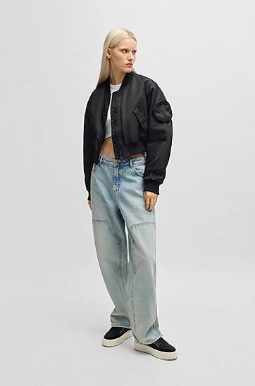 Bomber-takki BOSS HUGO Water-Repellent Bomber Jacket with Pocket Musta | 50542360, 1