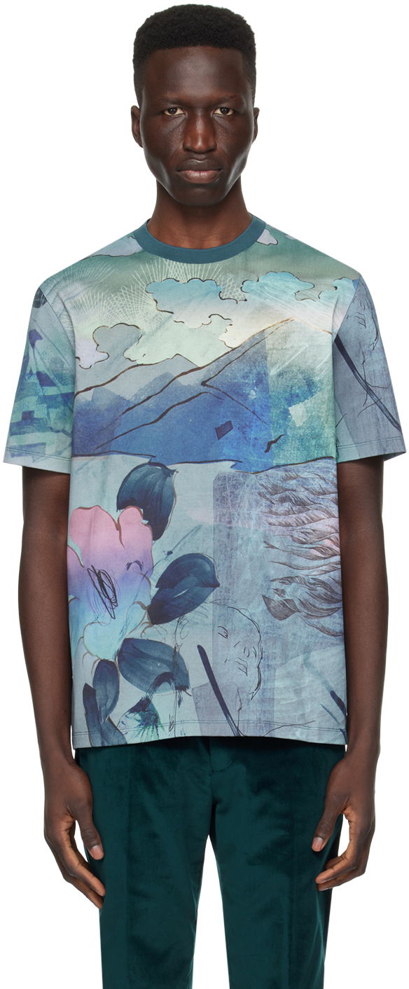 T-paita Paul Smith Paul Smith Printed T-Shirt Sininen | M1R-919T-MP4275-47