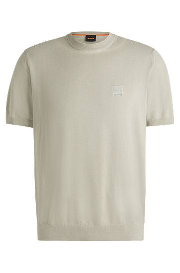 Villapaita BOSS Cotton-Cashmere Knit T-Shirt Beige | 50538267