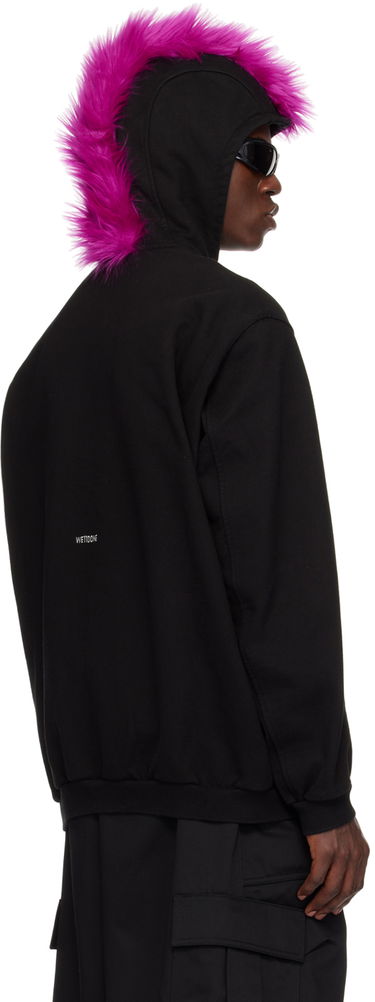 Huppari We11done We11done Zip-Up Faux-Fur Hoodie Musta | WD-TJ1-24-884-U-BK, 2