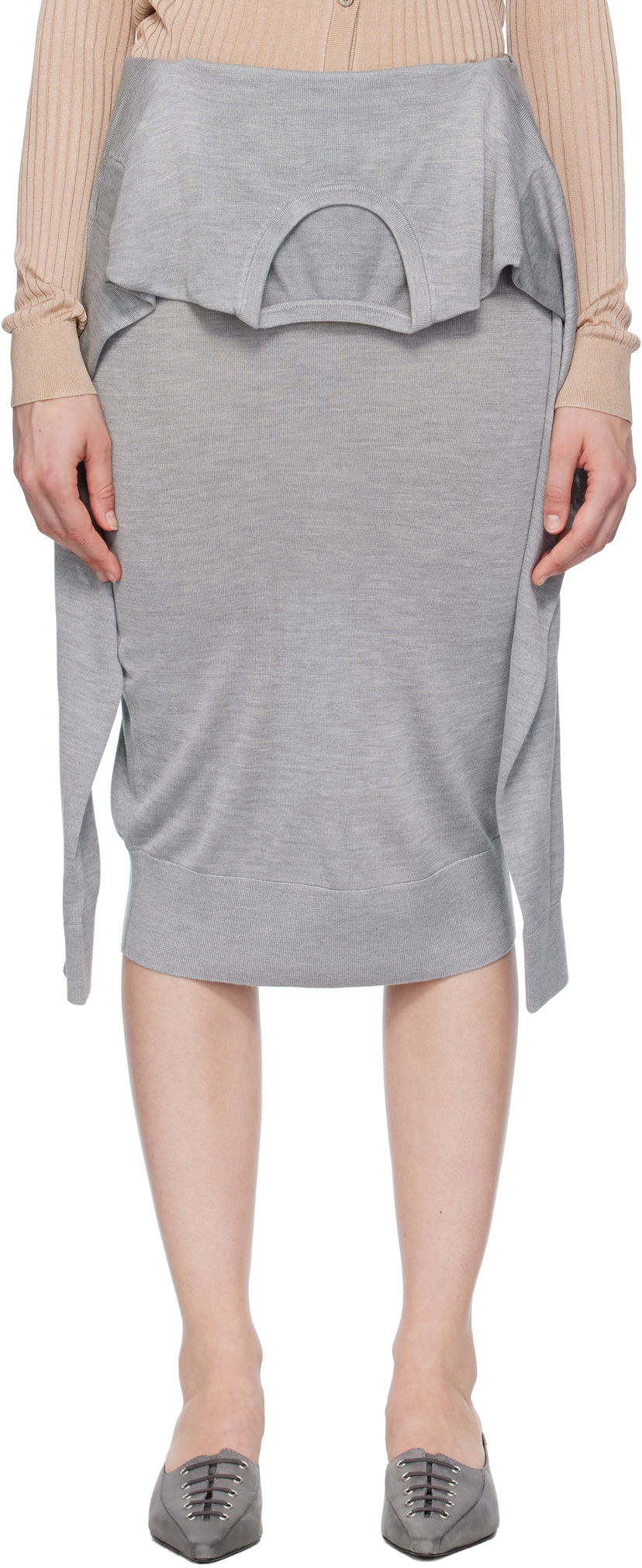 Hame Acne Studios Acne Studios Layered Midi Skirt Harmaa | AF0527-