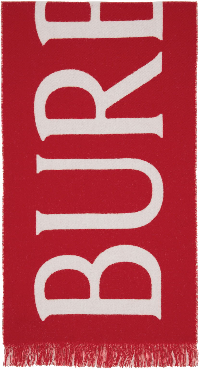 Huivi Burberry Burberry Logo Wool Scarf Punainen | 8109564