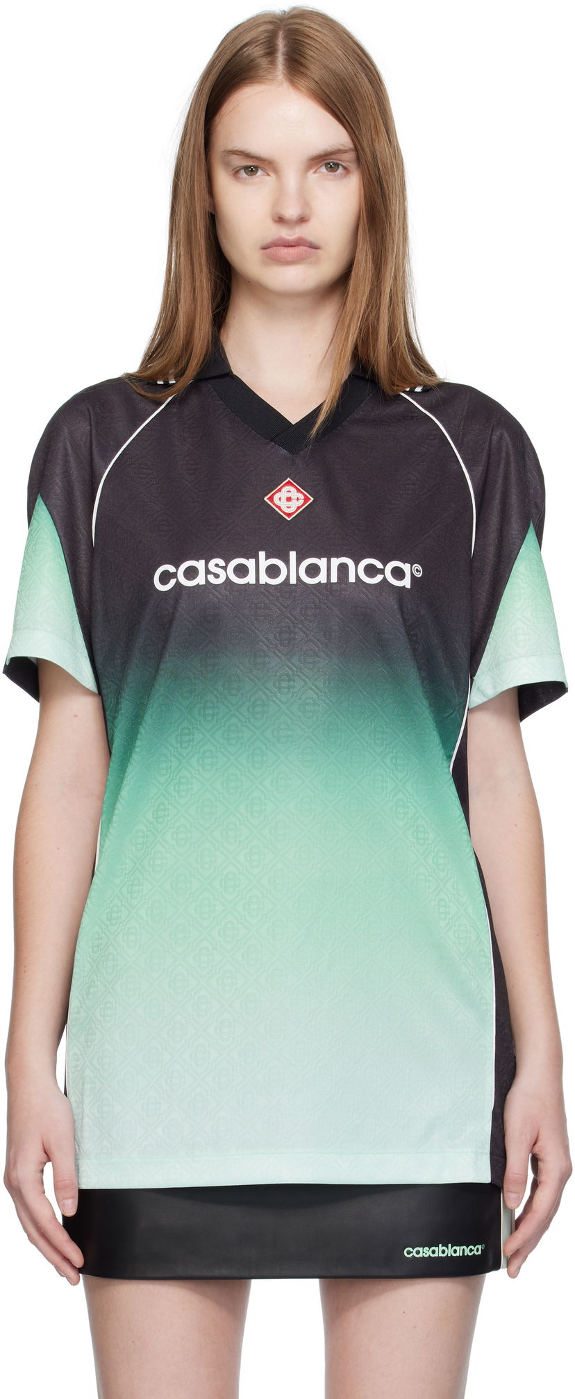 T-paita Casablanca Casablanca Gradient Monogram Jacquard Football T-shirt Musta | U-WPF25-JTP-375-01