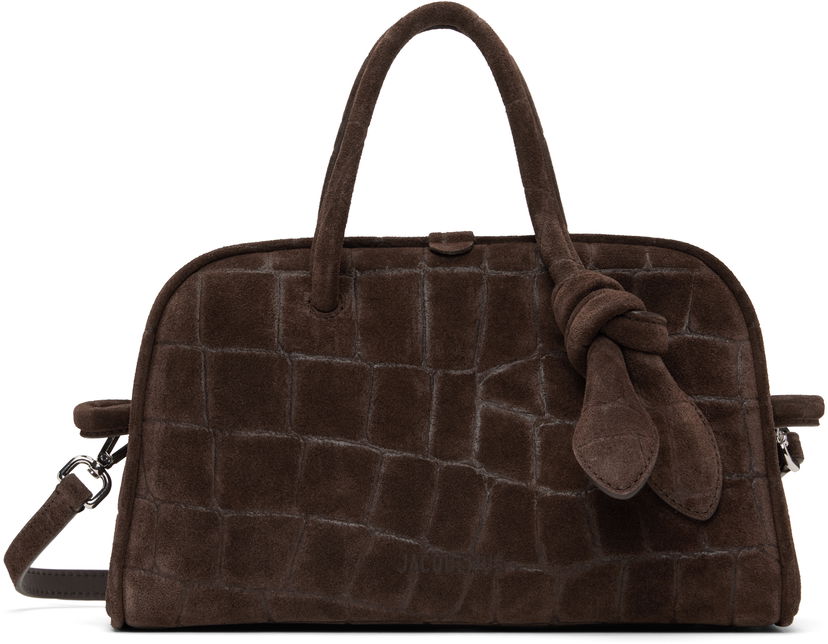Käsilaukku Jacquemus Jacquemus Small Turismo Suede Croc-Embossed Bag Ruskea | 25E251BA416-3243