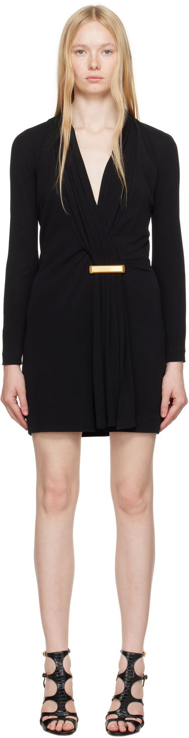 Mekko Tom Ford TOM FORD V-Neck Long Sleeve Cocktail Minidress Musta | ABJ835-JEX131, 0