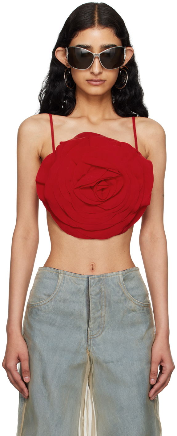 Crop top Blumarine Blumarine Rose Tank Top Punainen | P444C084A