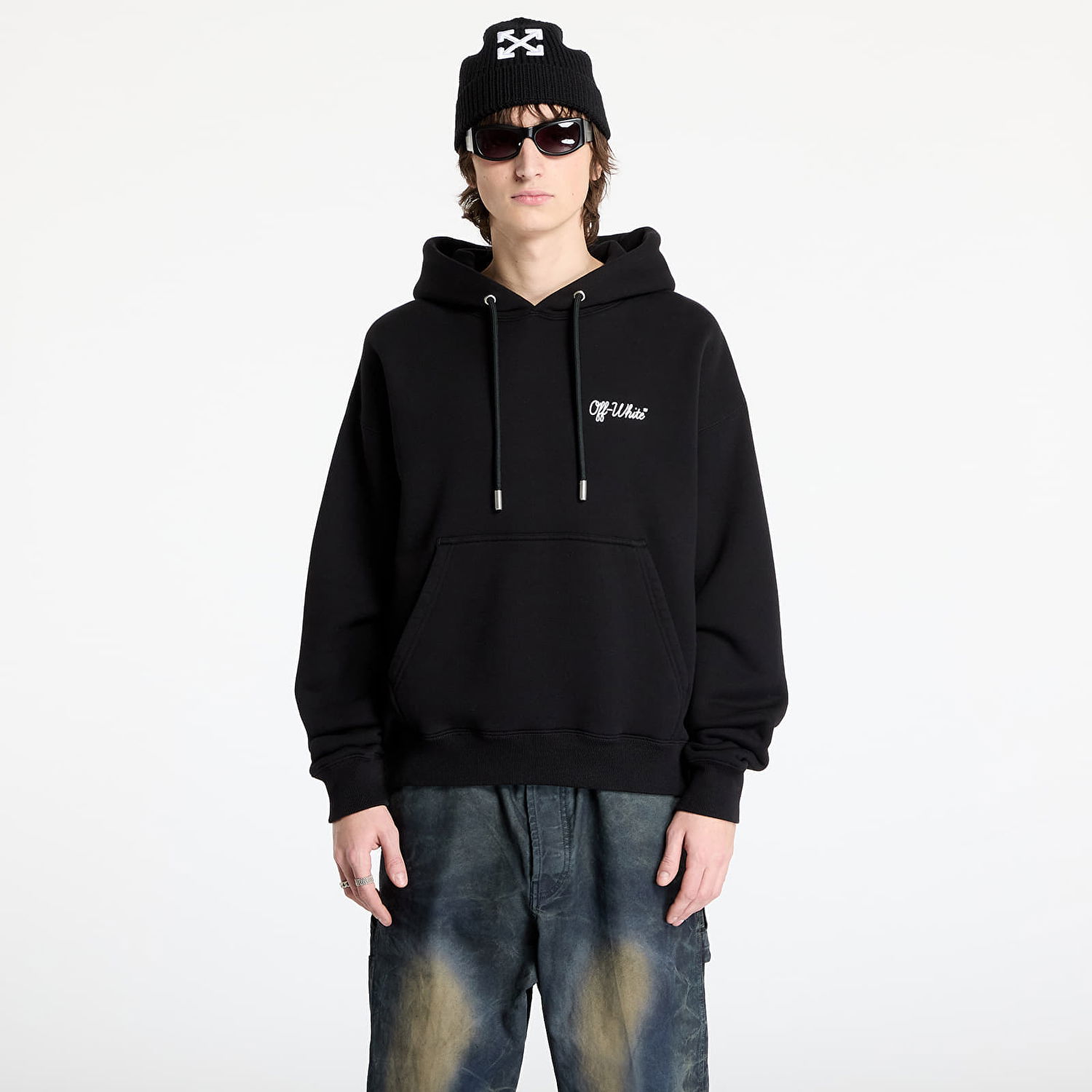 Huppari Off-White Script Skate Black Hoodie Musta | OMBB085C99FLE0191001, 0