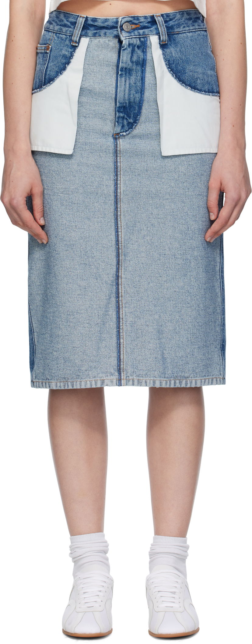 Hame Maison Margiela MM6 Maison Margiela Faded Denim Midi Skirt Sininen | S52ME0024 M30018