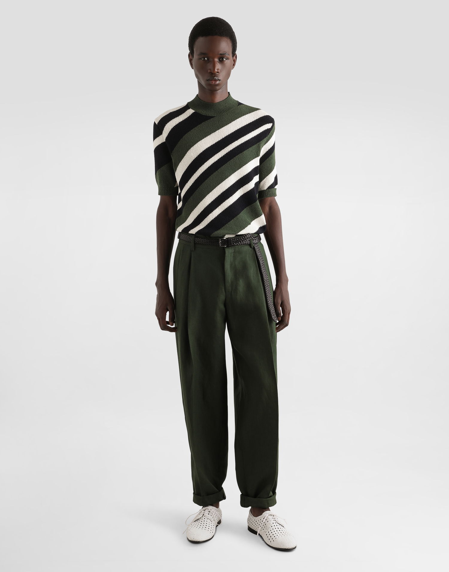 Villapaita Dolce & Gabbana Dolce & Gabbana Striped Mock-Turtleneck Sweater Vihreä | GXW54TJFMMSV9647, 1