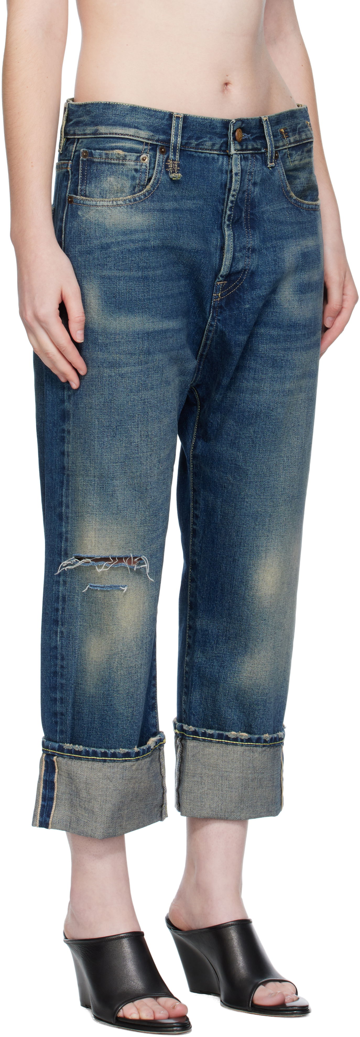 Jeans R13 R13 Cuffed Tailored Drop Cropped Jeans Sininen | R13WD194-D341C, 1