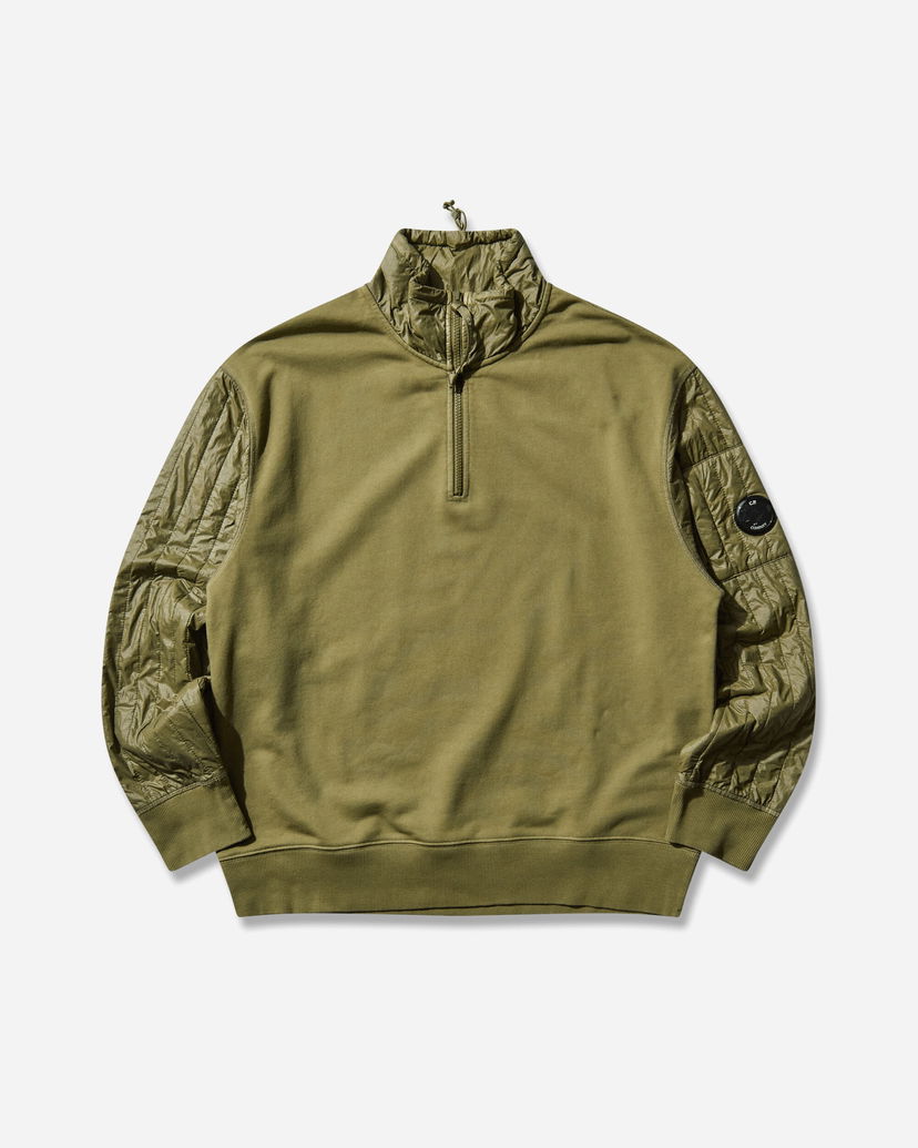Huppari C.P. Company Diagonal Raised Fleece Mixed Half Zip Sweatshirt Vihreä | 19CMSS052A-005835M 652