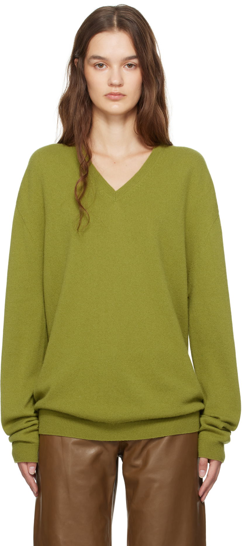 Villapaita The Row Isaora V-Neck Knit Sweater Vihreä | 8568-Y556