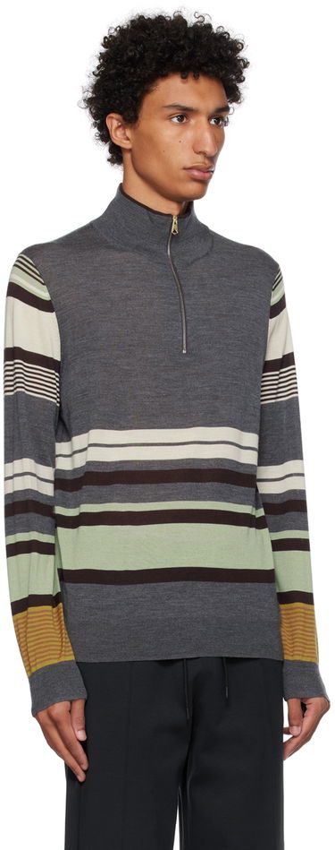 Villapaita Paul Smith Paul Smith Striped Quarter-Zip Sweater Ruskea | M1R-264Y-L02081, 4