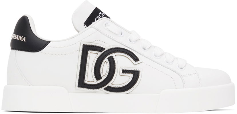 Tennarit ja kengät Dolce & Gabbana White & Black Portofino Sneakers Valkoinen | CK1545 AC330
