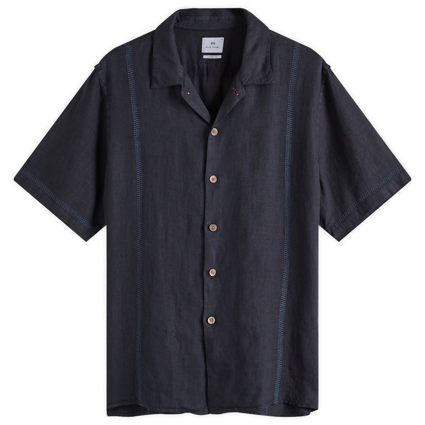 Paita Paul Smith Paul Smith Stitch Embroidered Vacation Shirt Tummansininen | M2R-695UE-P22354-49