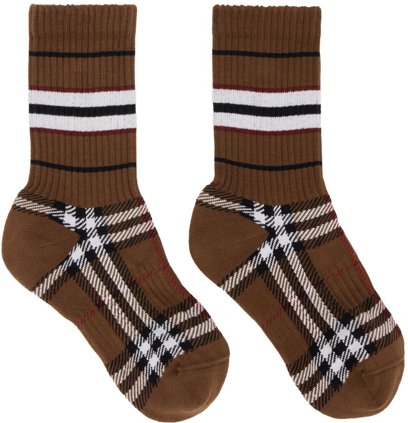 Sukat Burberry Check Mashup Socks Ruskea | 8059188