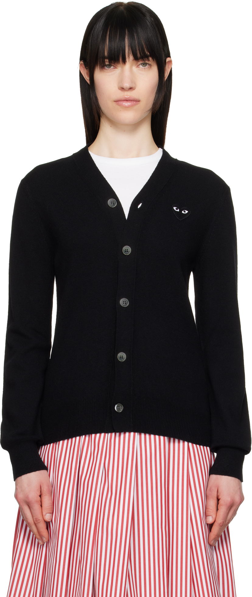 Villapaita Comme des Garçons COMME des GARÇONS PLAY Heart Cardigan Musta | AX-N024-051
