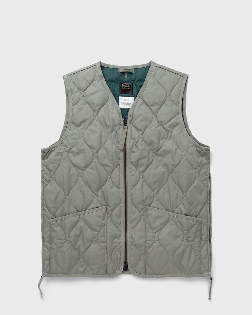 Liivi TAION MILITARY ZIP V NECK DOWN VEST Vihreä | TAION-001ZML-1-GREEN