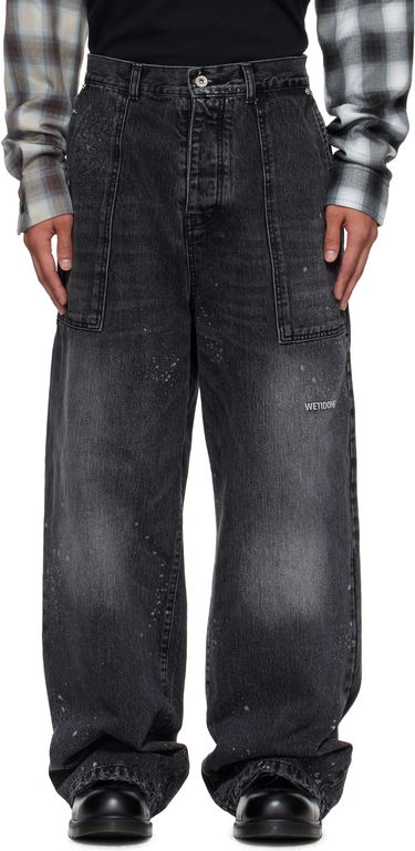 Jeans We11done Carpenter Wide-Leg Distressed Paint Splatter Jeans Musta | WD-DP2-25-340-M-BK, 0