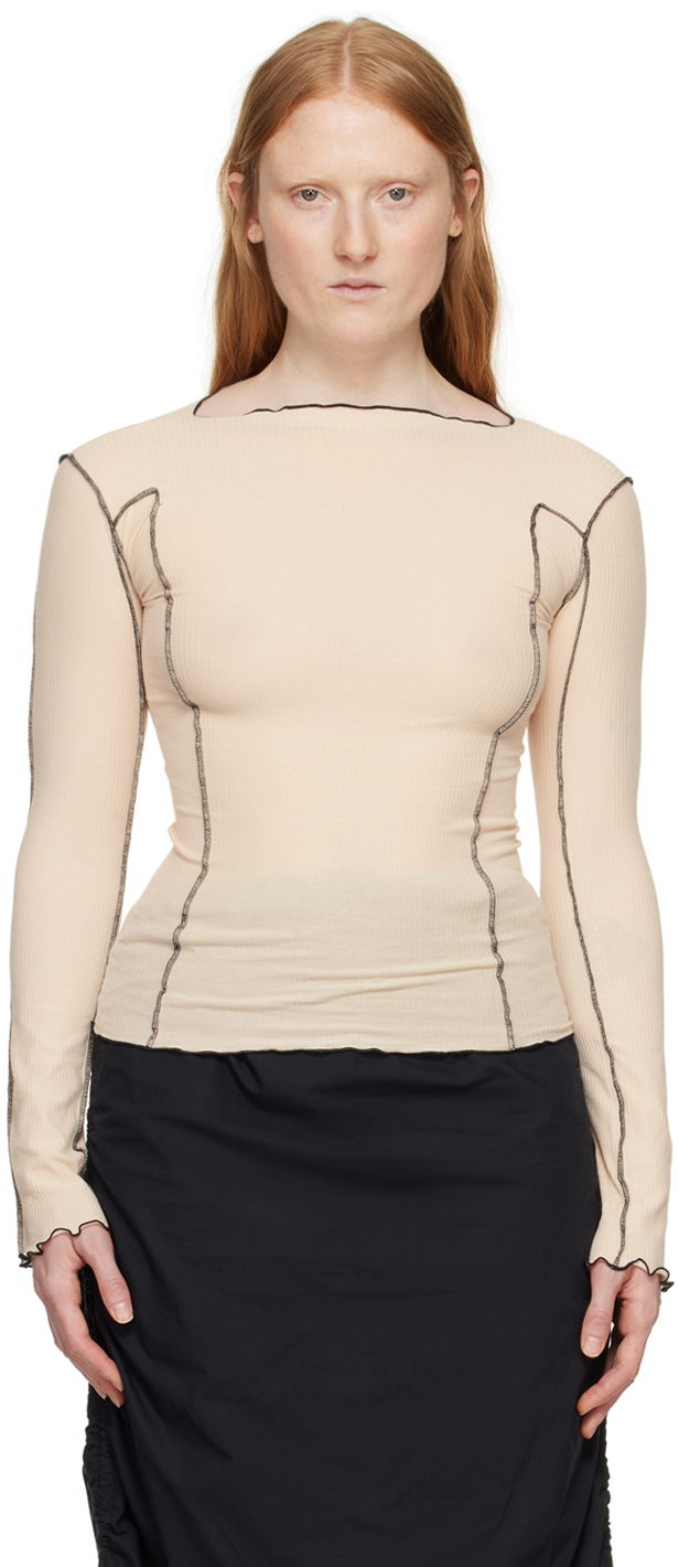 T-paita Baserange Long Sleeve T-Shirt Beige | TTML-RB-SU24