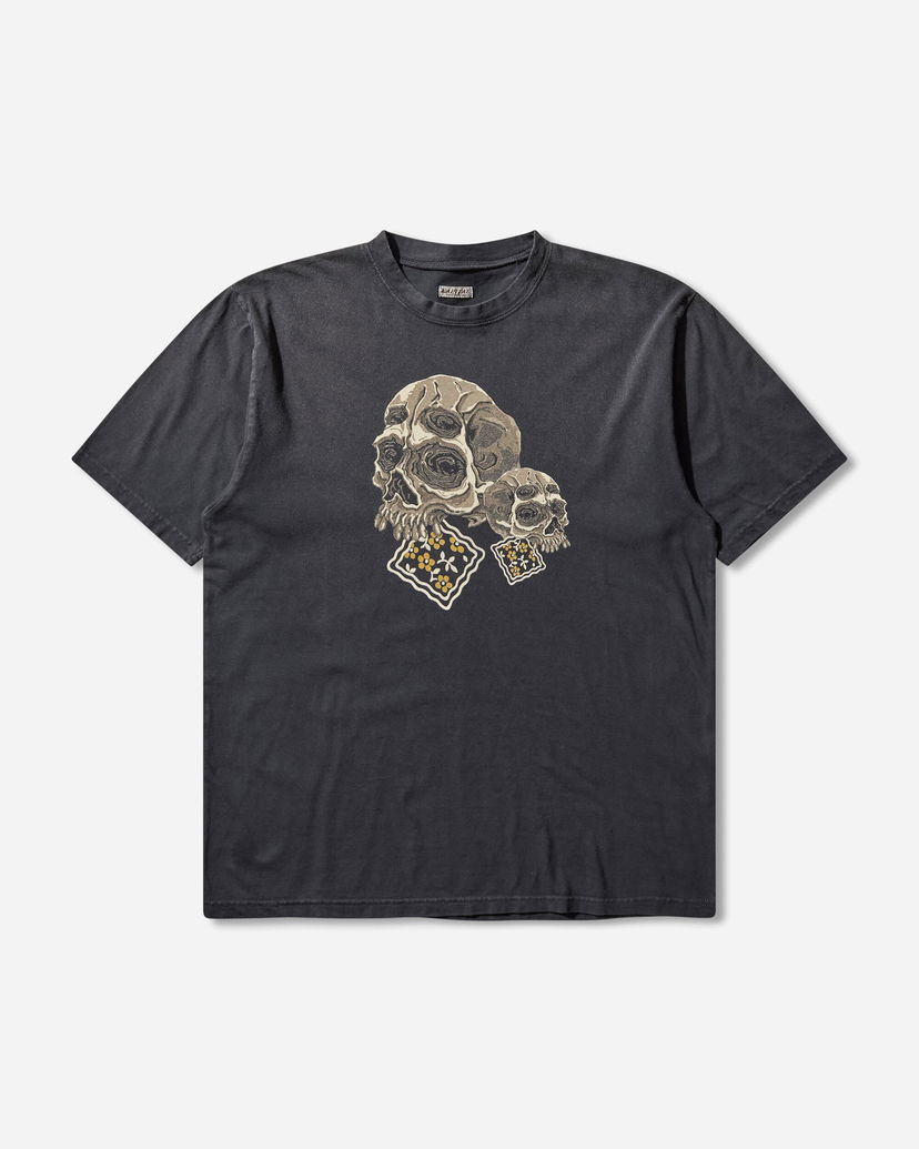 T-paita KAPITAL Jersey Crew T-Shirt Peckish Rain Skull Musta | K2506SC233 BLACK