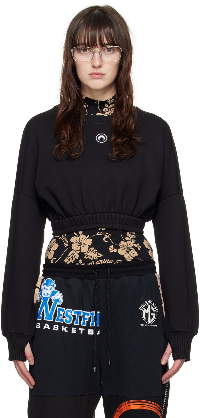 Huppari Marine Serre Cropped Sweatshirt Musta | WST012