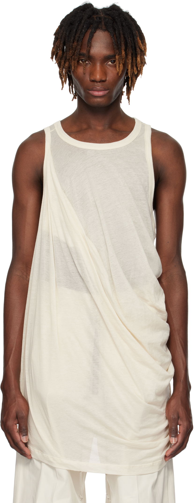 Tankkitoppi Rick Owens Rick Owens Hollywood Anthem Draped Tank Top Valkoinen | RU01E5152 UC